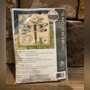Dimensions Dragonfly Needlepoint 5in x 5in Blue, Green, Cream